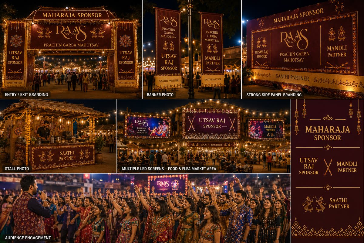 Utsav Raj branding across LED screens, banners and audience engagement