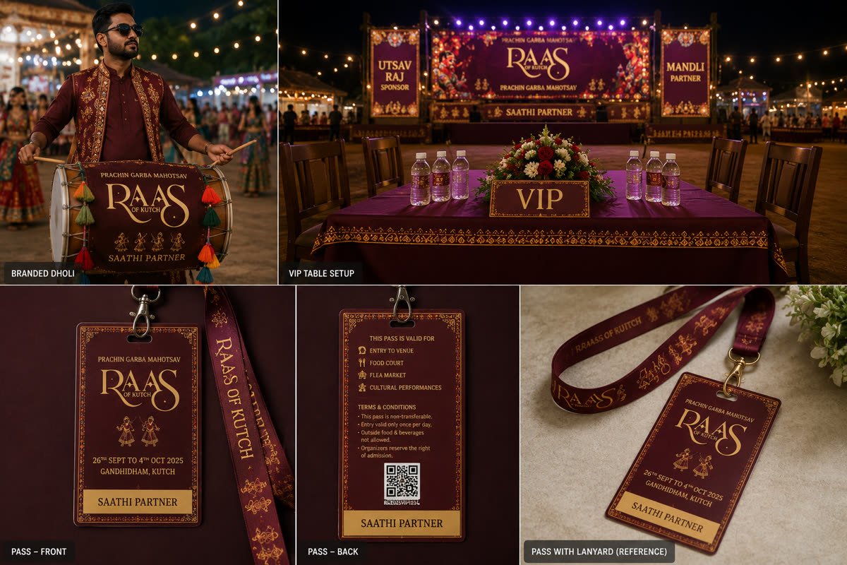 Branded dhol, VIP table, entry passes and lanyard